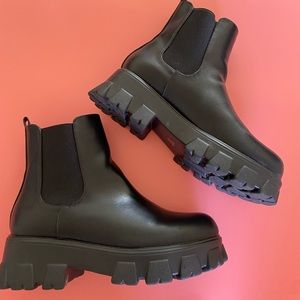 Chunky black platform ankle boots